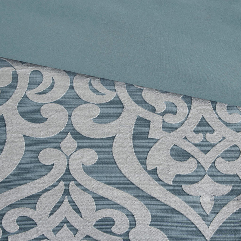 Ensemble d'édredon 8 pièces jacquard turquoise / argent