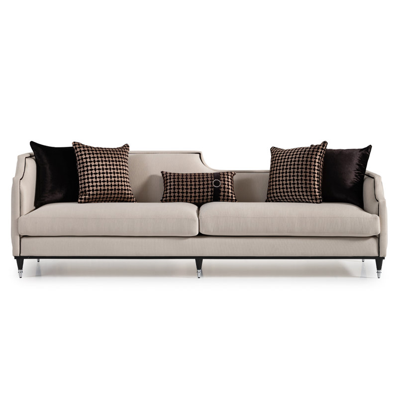 La Francaise 105'' Square Arm Sofa, Cream Polyester Blend