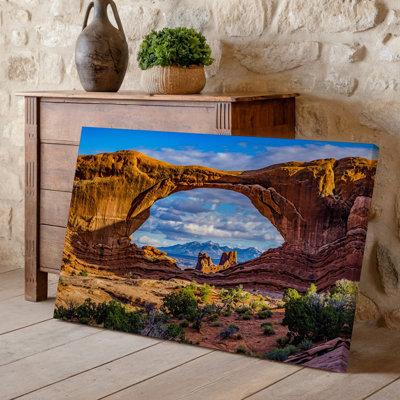 Canvas A Stunning View Of A Natural Stone Arch In Arches Wall Art National Park Utah Captured During Golden Hour Where Warm Sunlight Canvas Wall Art