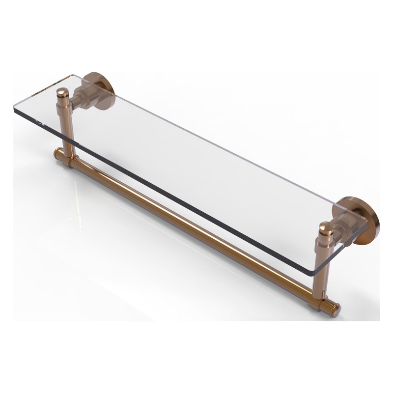 Arviso Bracket Shelf with Towel Bar, Brushed Bronze, 22" W x 8" H