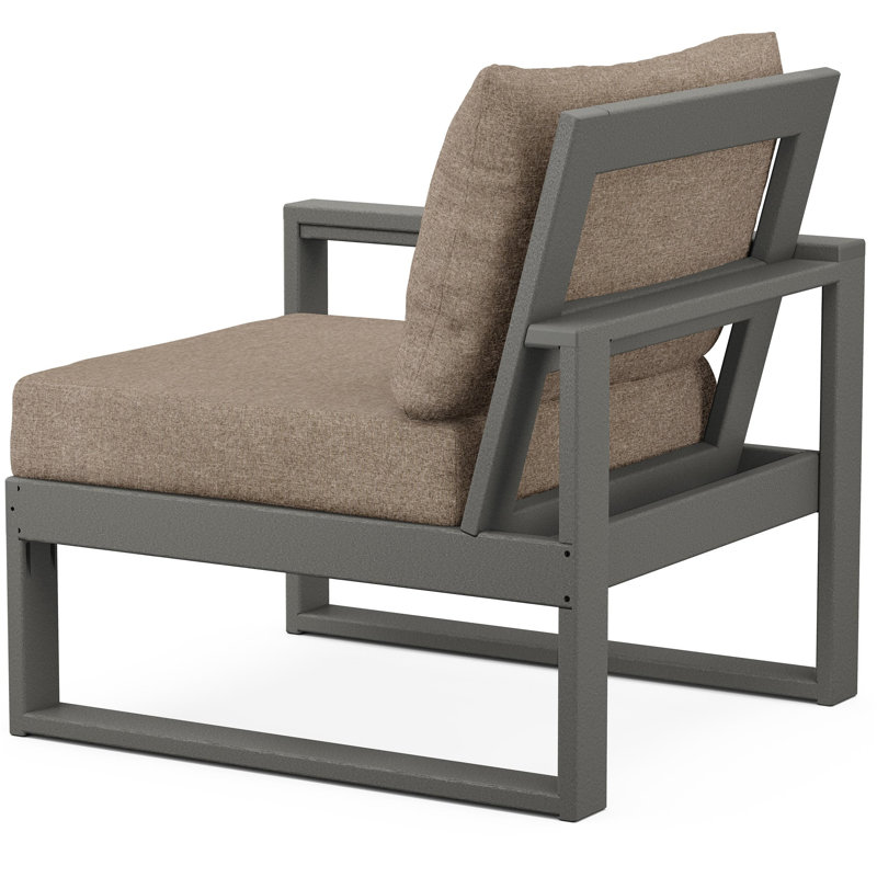 POLYWOOD Outdoor Lounge Chair, Slate Gray, Spiced Burlap