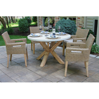 Lieza 4 - Person Patio Dining Set with Extendable Round Table , Cushions Included
