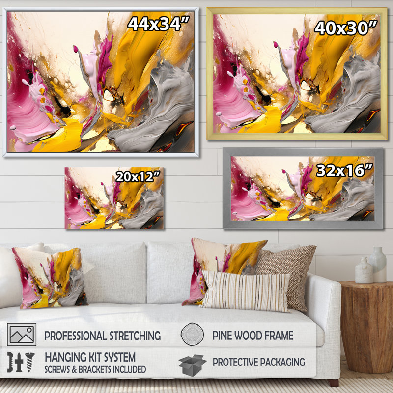 «Luscious Interlude of Divine Secrets Abstract», reproduction sur toile, Cadre doré à une seule photo