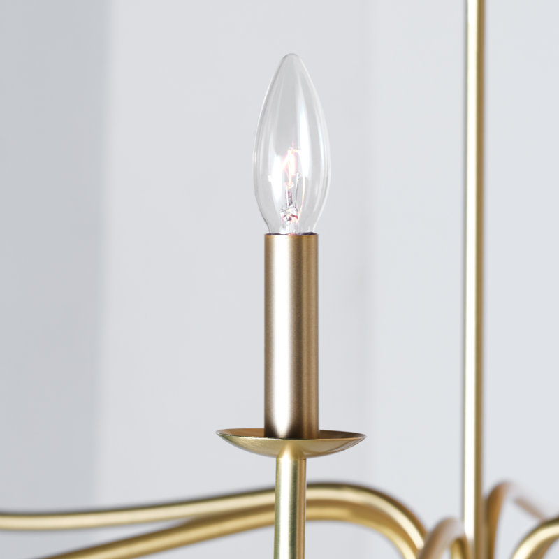 Lustre à six lumières Abells de Génération Éclairage , Laiton satiné