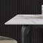 Table de salle à manger blanche 72,78 "avec support stable - plateau en pierre frittée, pieds en métal noir, peut accueillir 6 à 8 personnes, feu, surface à gratter, panneau artificiel moderne à utilisation à long terme, base de pied, à décoloration, rayures,