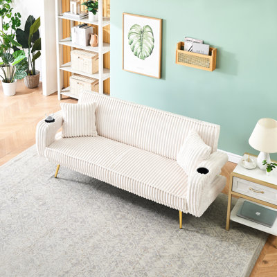 Meuble de salon blanc en velours côtelé, tissu respirant, structure stable pour une conception élégante, confortable et confortable