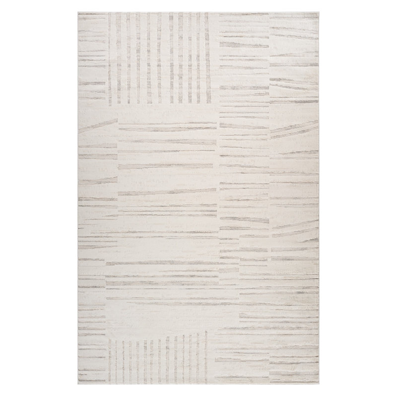 8' Gray And Beige Geometric Distressed Runner Rug
