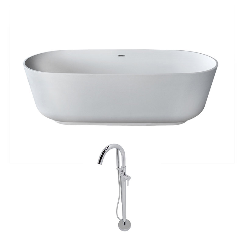 Sabbia 70.8 " L x 31.5 " W Freestanding and Mounting / Installation Required Soaking Solid Surface Bathtub with Faucet