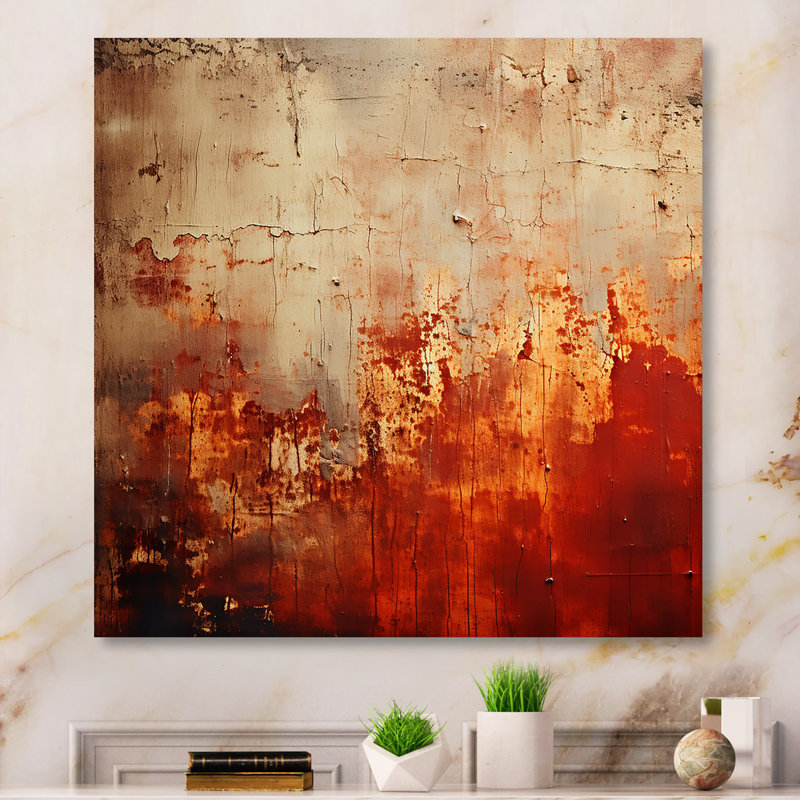 «Orange Chaos Collage III - Abstract Collages», art mural sur toile, H 16 po x l 16 po x P 1 po, Toile tendue