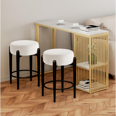 Ensemble de 2 chaises de cuisine Mid-Century modernes de 23,6 po avec dossier rembourré et base en métal robuste