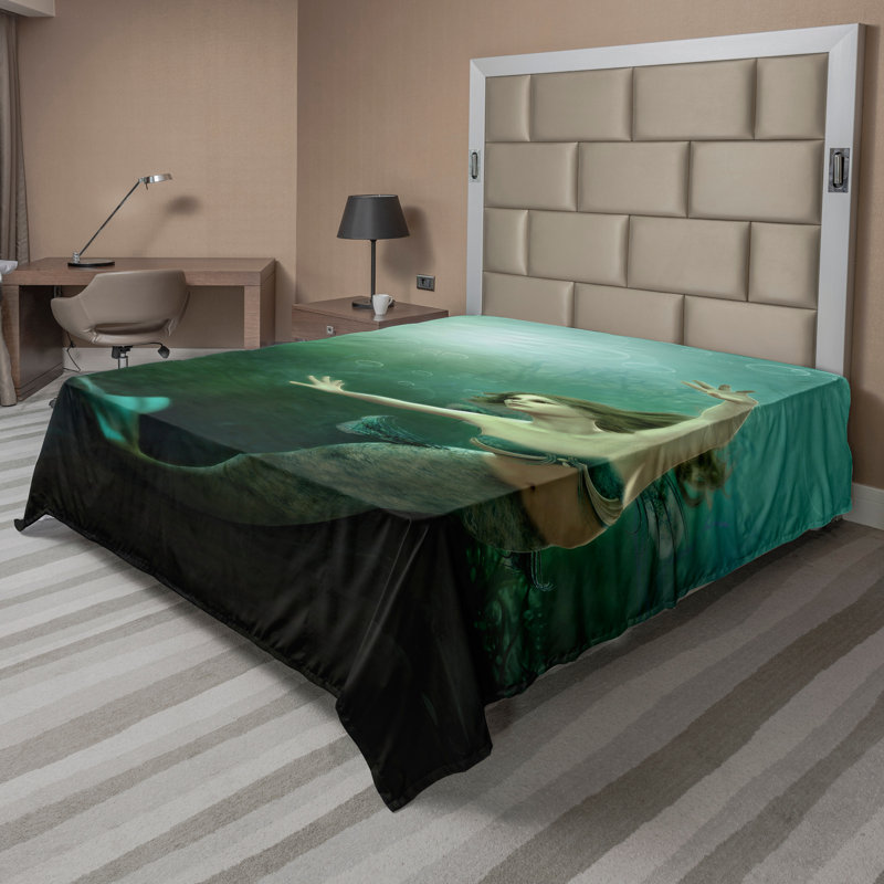 Drap-housse vert et bleu Ambesonne, Double
