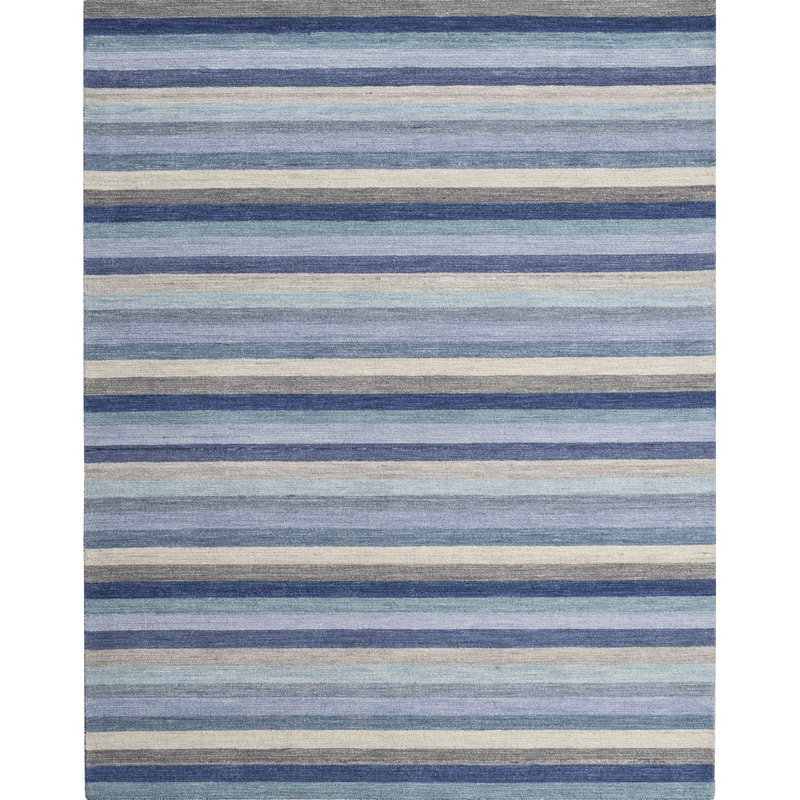 Jazzy Handmade Wool Blue/Indigo Rug, Rectangle 7'6" x 9'6"