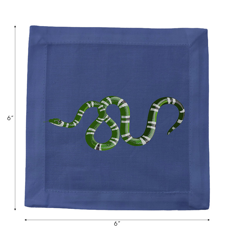 Serpent Cotton Sateen Cocktail Napkins, Blue