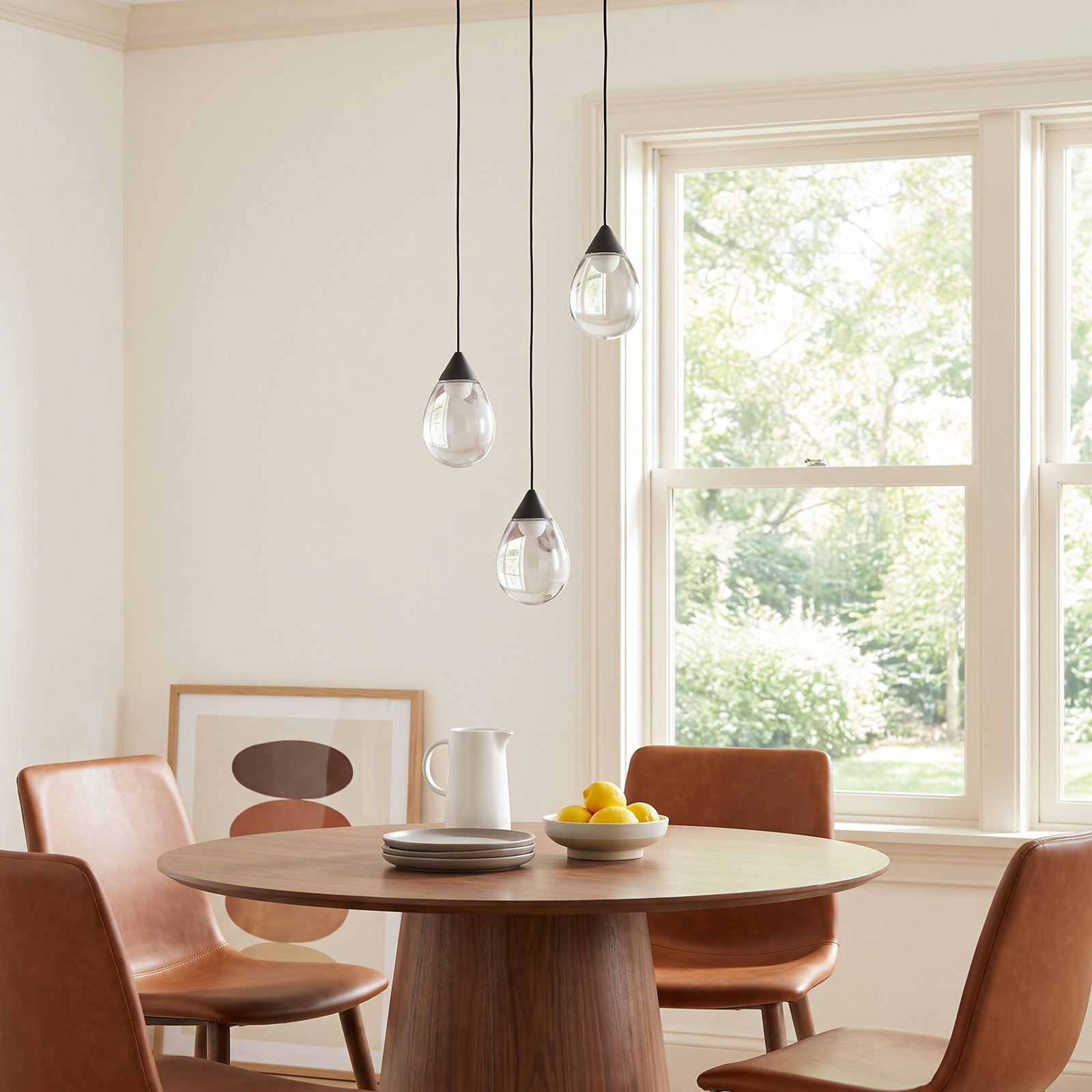 Aliceann 3 Light Glass Dimmable LED Pendant, Matte Black, Smoke