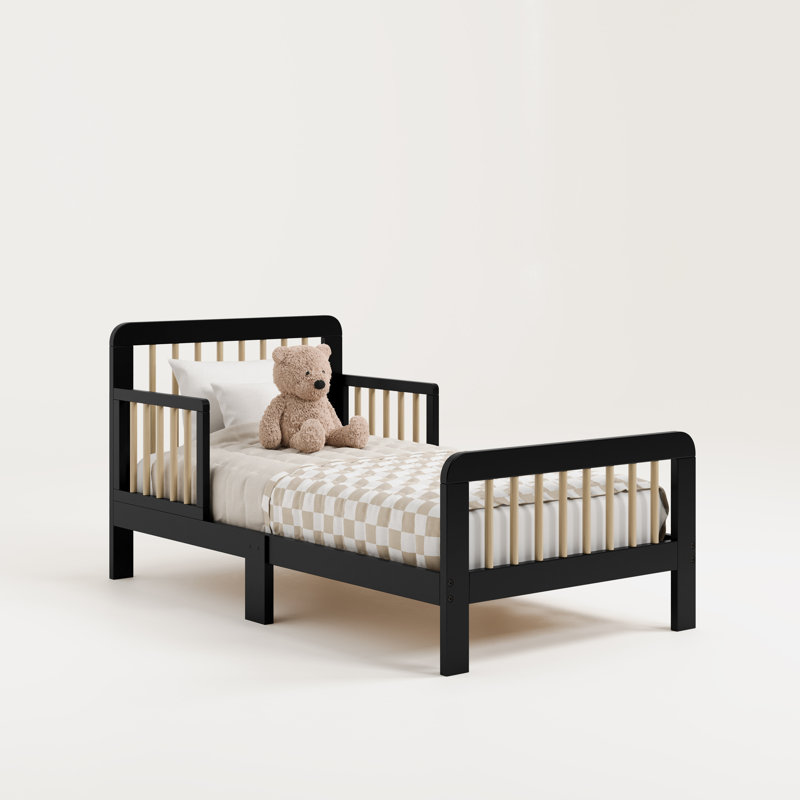 Pasadena Toddler Bed with Guardrails, Black/Driftwood