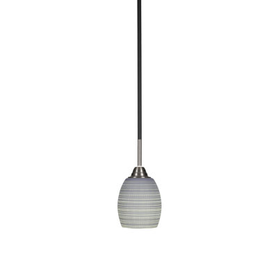 Luminaire suspendu en forme de tige Tuley, fini noir mat et nickel brossé avec verre de 5 po