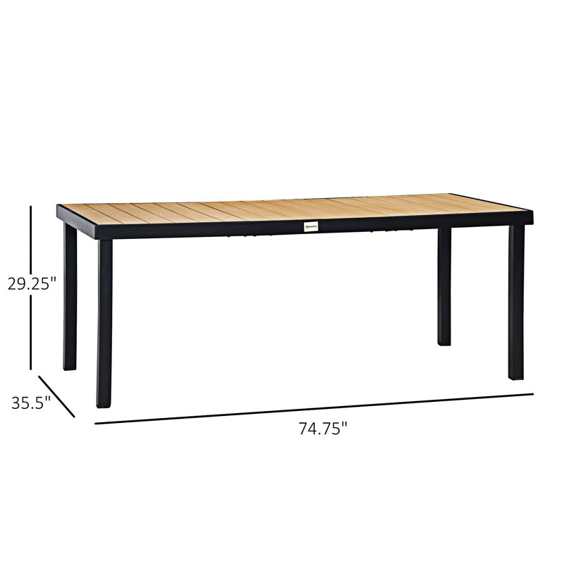 Table de salle à manger d'extérieur, Naturel, H 29,26 po x l 74,76 po x P 35,51 po