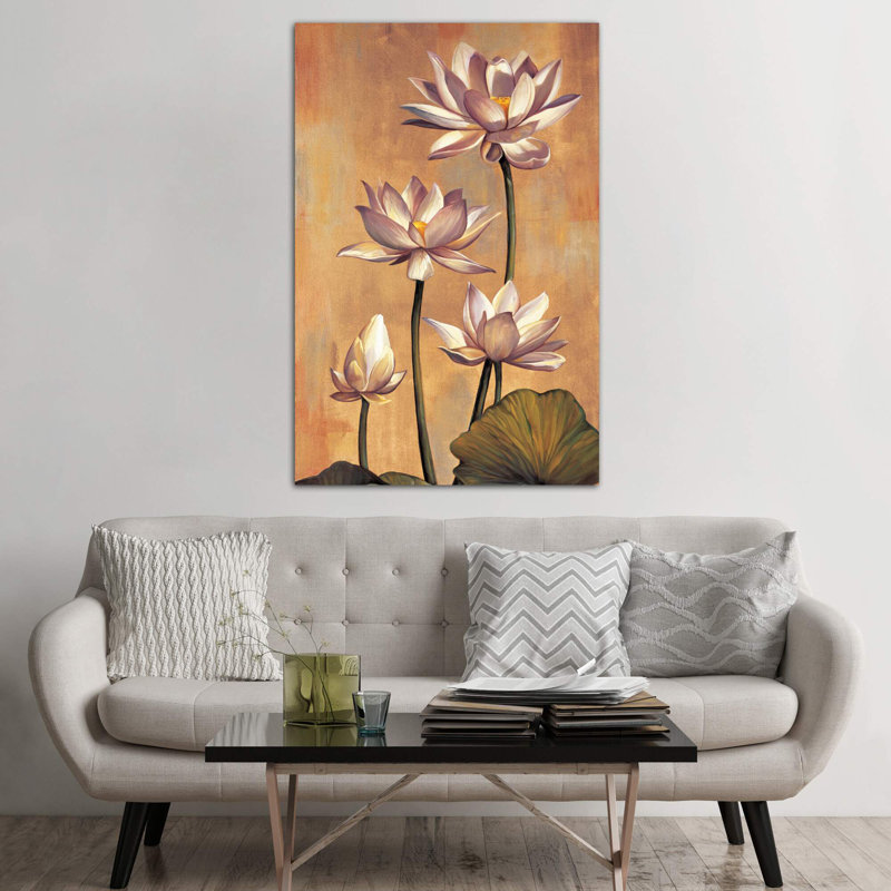 White Lotus 1 Piece Wrapped Canvas Painting, 101.6 cm H x 66.04 cm W x 3.175 cm D