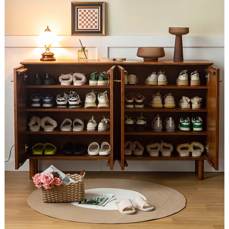 62.99" Brown Rectangular Solid Wood Shoe Storage