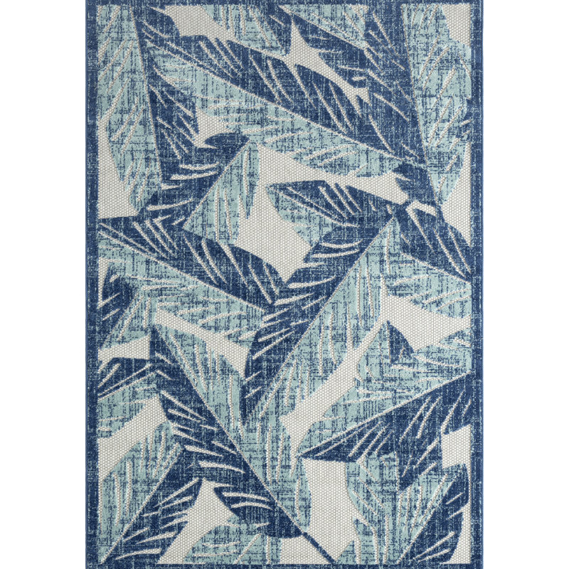 Thorsen Bangura HAM190A, impression de palmier bleu tropical contemporain, Rectangle 5 pi 3 po x 7 pi 6 po