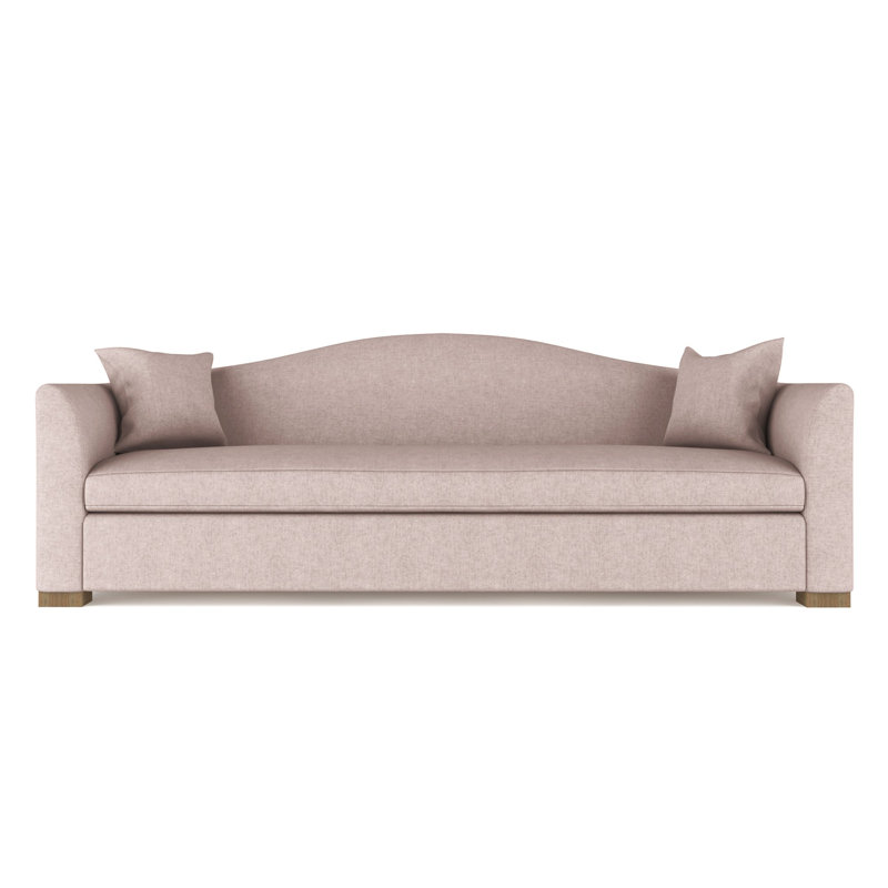 Horatio Camelback Taper Curved-Arm Sofa, 33" H x 96" W x 36" D, Weathered, Plush Velvet Blush