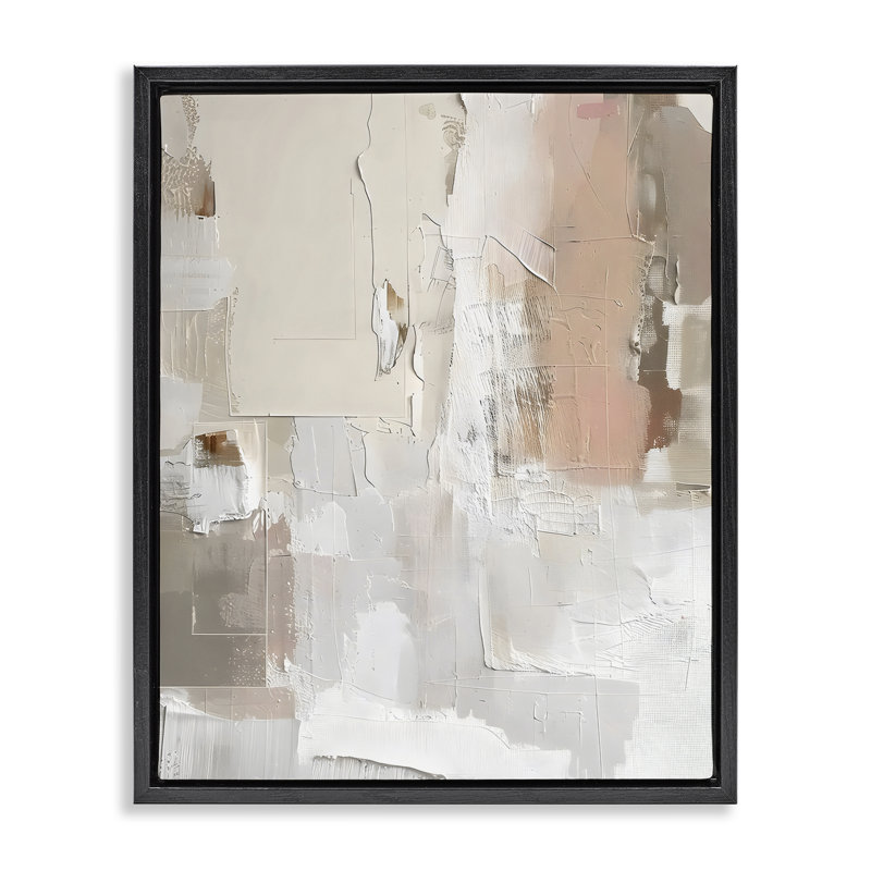Cadre flottant abstrait Blush & Neutrals, design par Riley B, Cadre flottant noir de jais, H 21 po x l 17 po