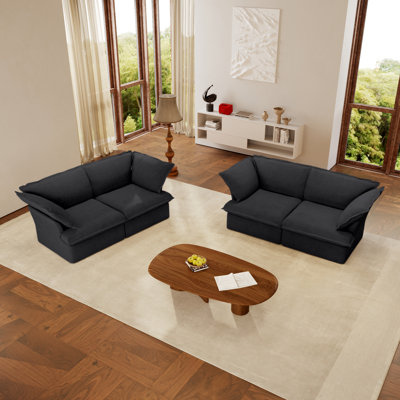 Ensemble de salon modulaire 2 pièces avec canapé à housse