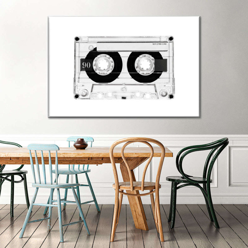 BW Cassette Tape sur toile, H 12 po x l 8 po x P 1 po