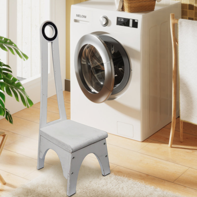Tabouret d'appoint en bois massif Feeny, Blanc
