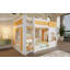 Lit superposé en bois Jonathan avec tablettes de rangement, fenêtre et 2 portes-120886385
