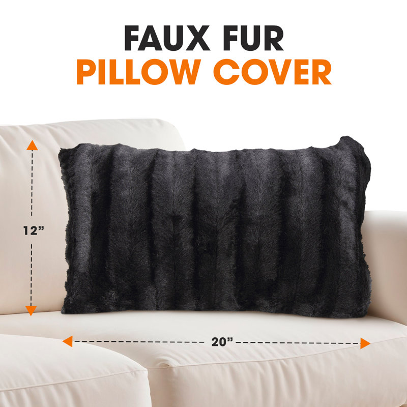 Tsuguko Faux Fur Pillow Cover, Black