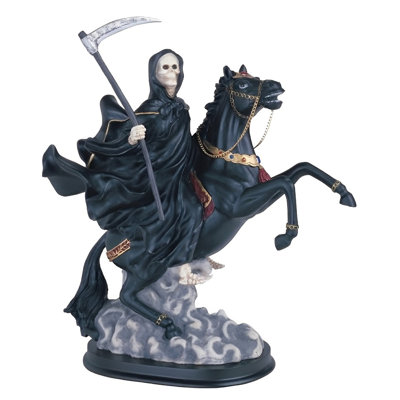 Figurine 12 "H Santa Muerte à cheval noir Notre Dame de la Sainte Mort