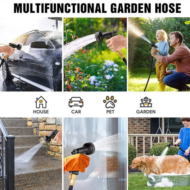 Enrouleur de tuyau de jardin extensible, 25', Noir