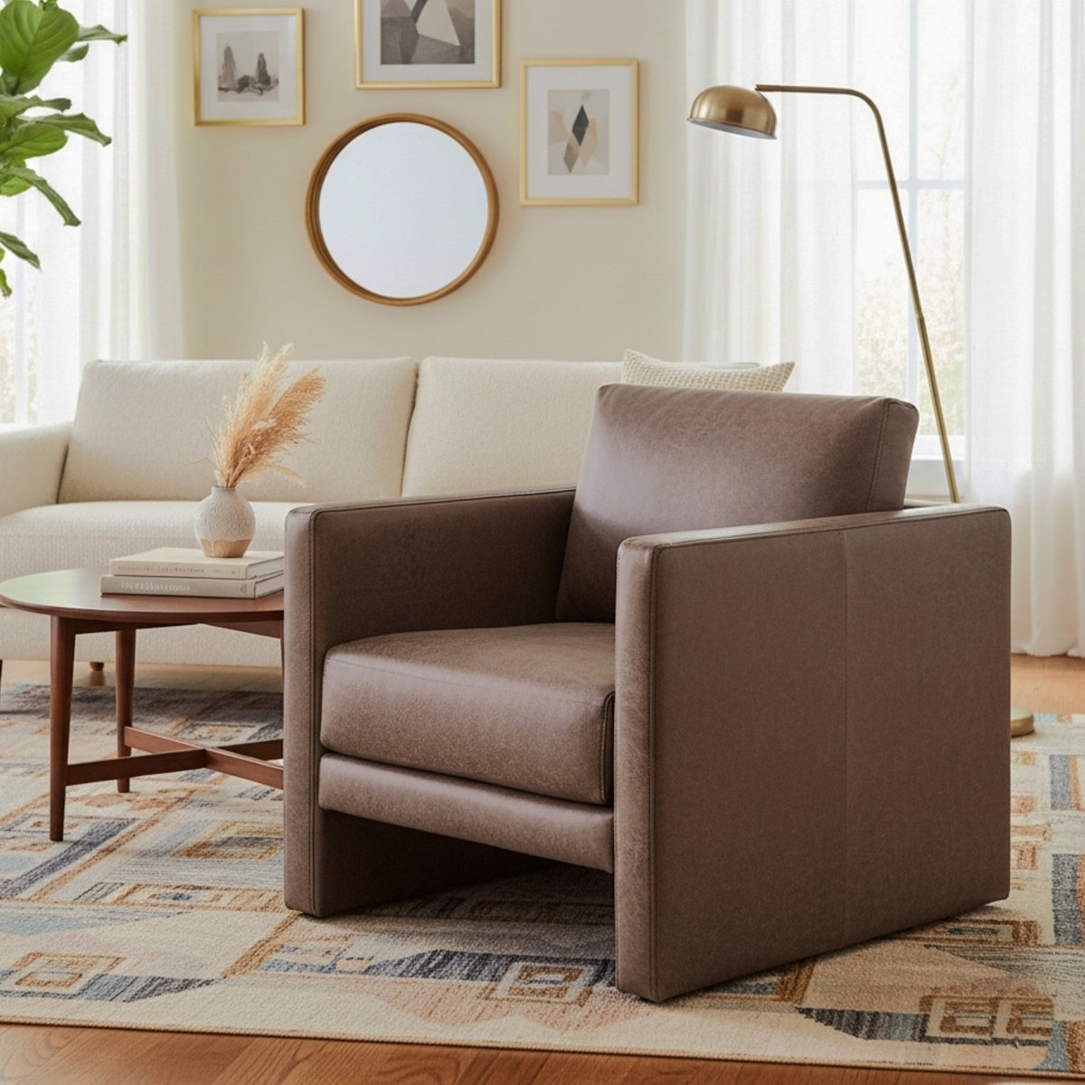 Vegan Leather Armchair, Earth Vegan Leather