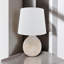 Cream Ceramic Table Lamp – Textured Base with Fabric Shade, Warm Ambient Light Perfect for Bedroom or Living Room