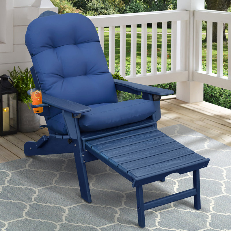 Outdoor 4'' Adirondack Chair Seat Cushion, Two-Piece Set, Navy