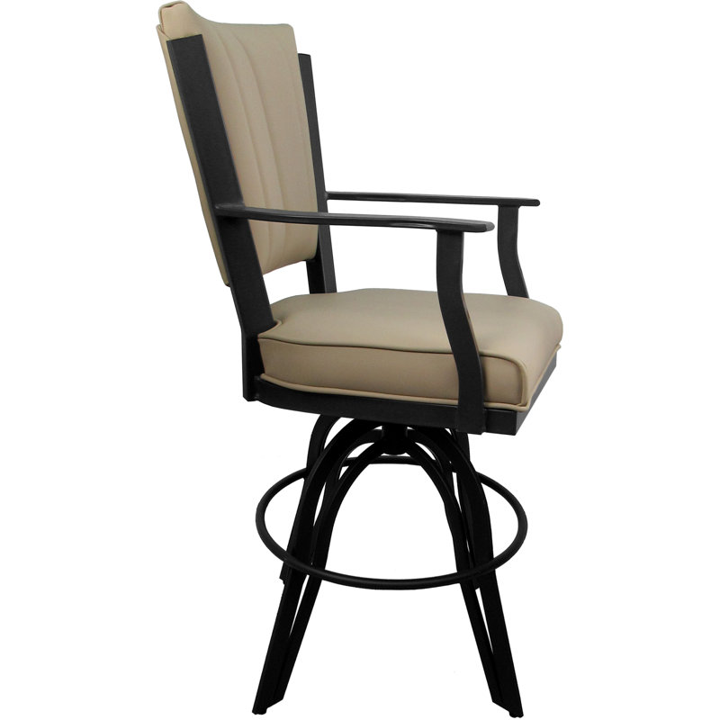 Tabouret de comptoir pivotant en cuir en métal - Siège de 26 po, Counter Stool (26" Seat Height), Gray, Tan