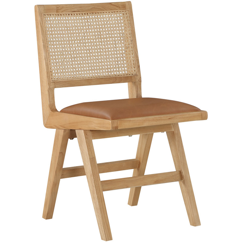 Chaise d'appoint Abby, Cuir cognac végétalien, Naturel