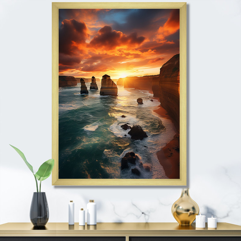 Australie, douze apôtres majestueux I - impression, Cadre doré à une seule photo, H 32 po x l 16 po x P 1 po