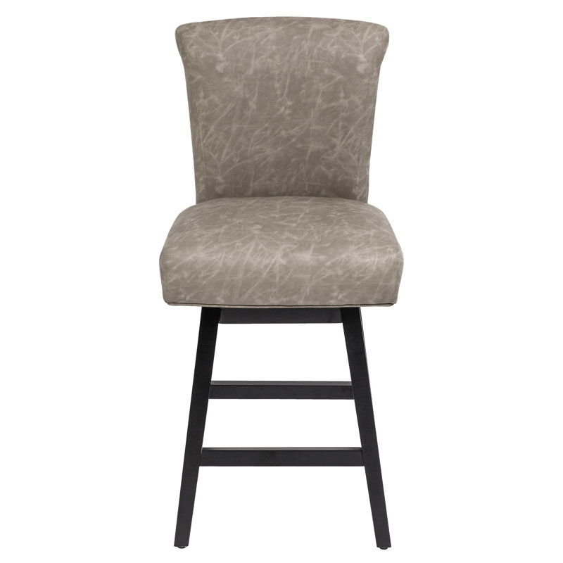 George Oliver Counter Stools,26" 360 Free Swivel Bar Stools,Modern Counter Height Bar Stools With Upholstered And High-Back,Wooden Barstool For Kitchen Island And Counter Height,Set Of 1,PU Leather