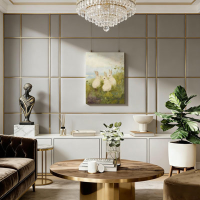 Décoration murale blanche en bois massif avec trois lapins de Pâques (24 po x 16 po)