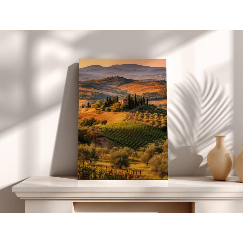 Impression sur toile paysage toscan: Golden Hour, vignoble italien, H 45 po x l 30 po