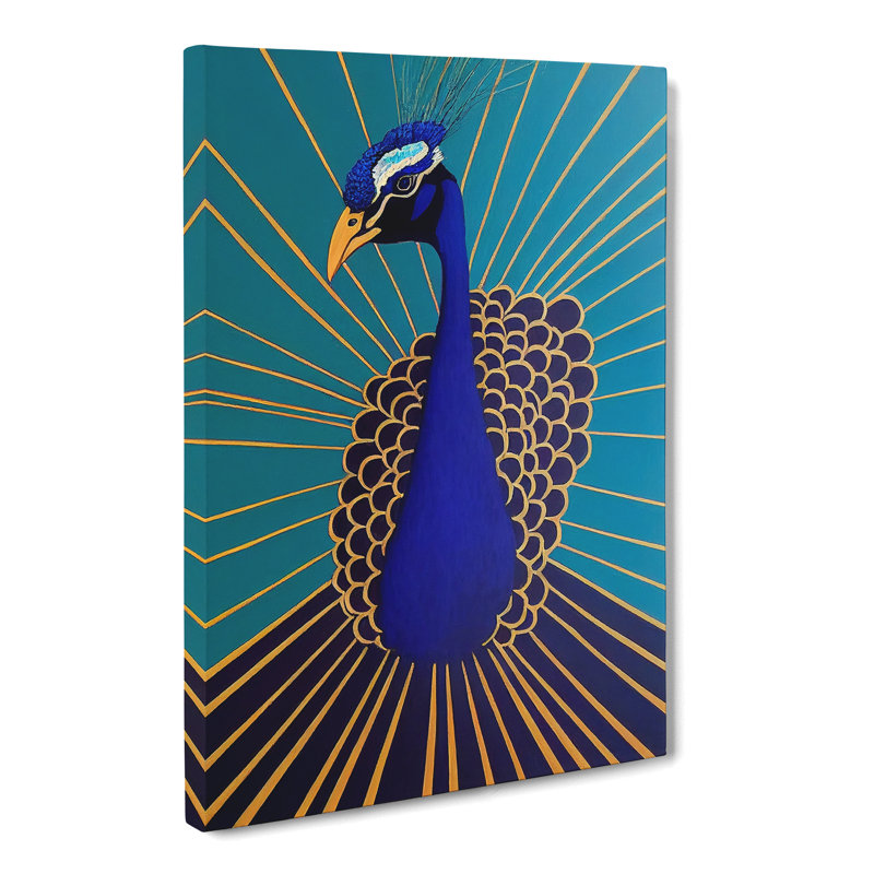 CAN-V0523-1772X Peacock Painting Minimalism 1 Piece Wrapped Canvas Wall Art, 76cm H x 50cm W