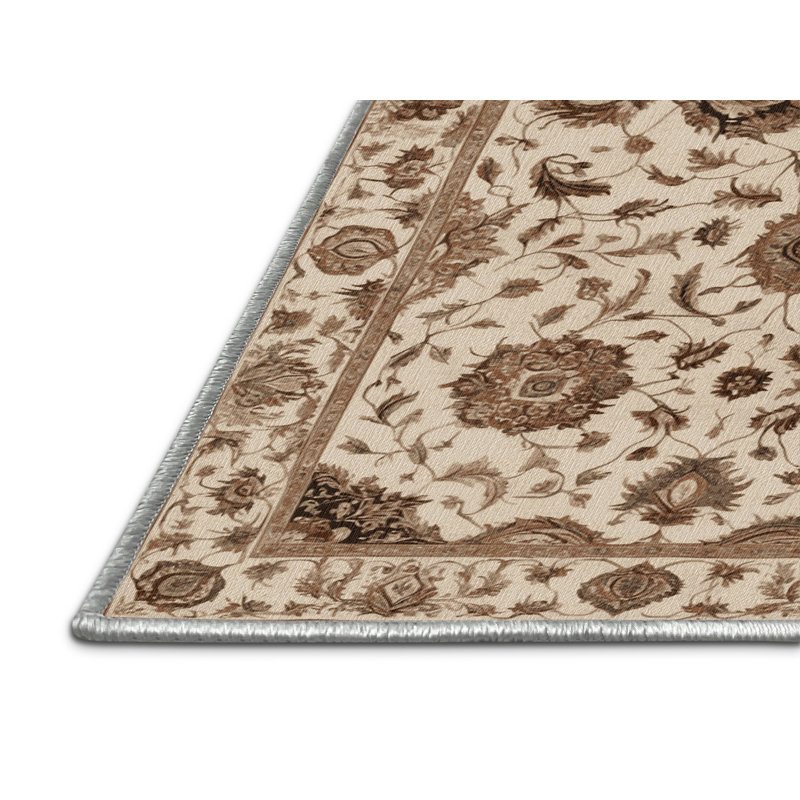 Machine Washable Persian Beige Area Rug, Round 8'