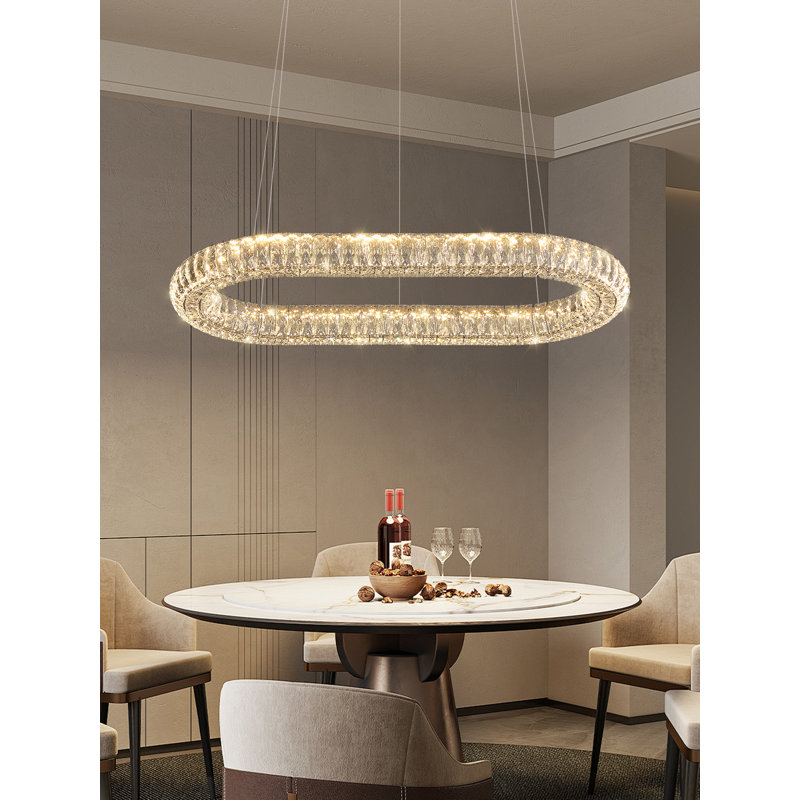 Height 118 "circle 40"  Silver modern Linear Oval Chandeliers Elegant Crystal  Oversized Pendant Lighting for Dining Room  Kitchen Island Hallway Bathroom