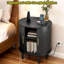 Table de chevet en bois de 19,69 po avec armoire de rangement, table de bout ovale avec tablette réglable et station de charge (noir)-2087682911-2087682897
