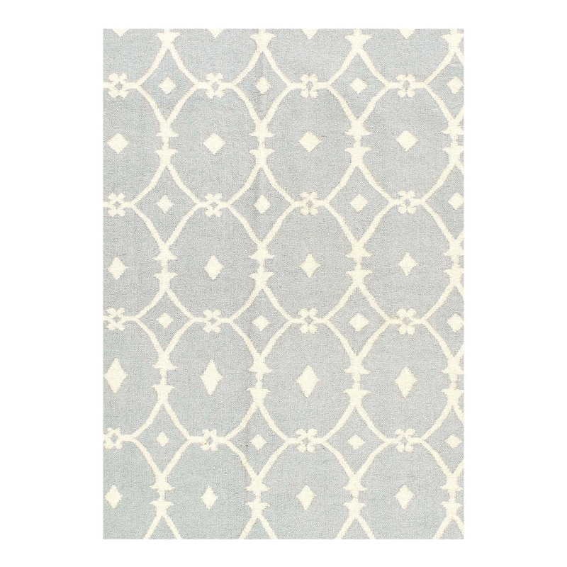 Tapis géométrique gris / gris en laine noué à la main à motif géométrique 5 pi 3 po x 7 pi 11 po
