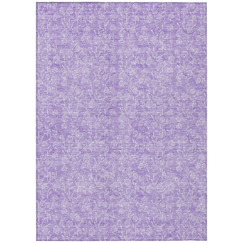 Tapis intérieur lavable floral lilas et ivoire 3 pi x 5 pi