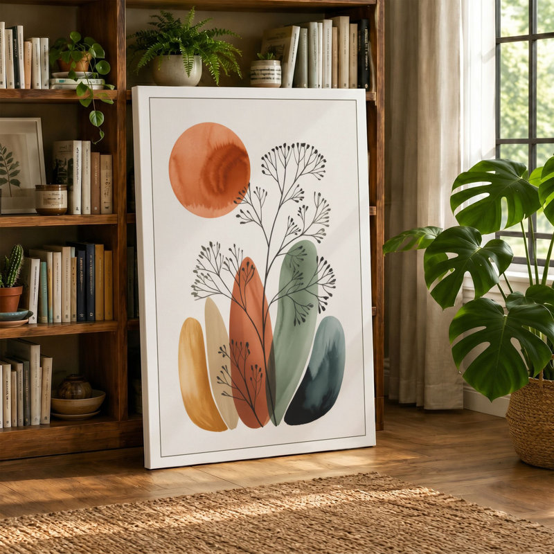 Study in Watercolour Botanical - Wrapped Canvas, 30x20 - 76.2 x 50.8 cm, Taupe Border