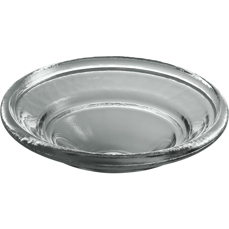 Spun Glass ARTIST EDITIONS Oval Faceted Glass Bathroom Vessel Sink, Translucent Stone